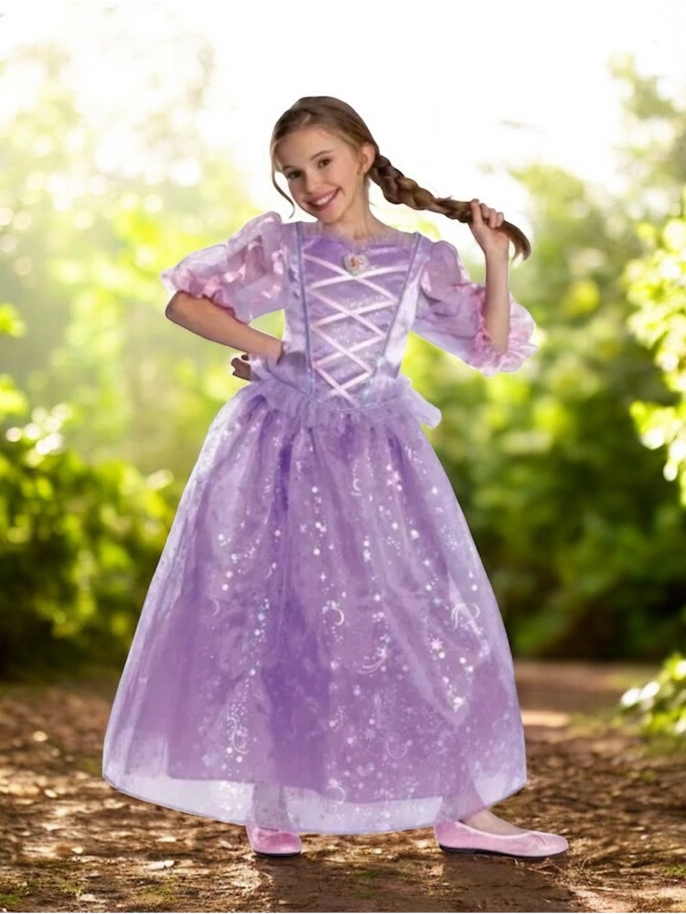 Disguise Disney Princess Rapunzel TANGLED Deluxe Costume Gown Girls S (4-6x)